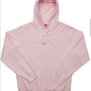 Supreme pink embossed box logo sweatshirt hoodie